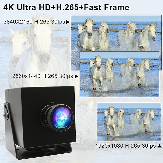 ELP 4K HDMI USB Fisheye Camera for Computer Mini Lightburn Camera for Laser Engraver Type-C HDMI Display Simultaneous USB2.0 Webcam 2X Digital Zoom Camera H.264 8mp USB Security Camera for Jetson Nano