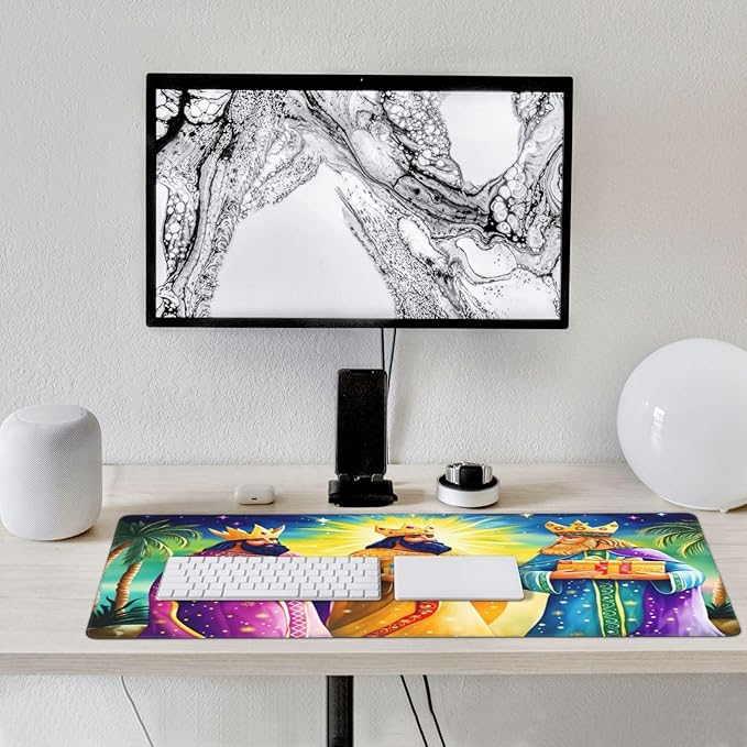 XXL Gaming Mouse Pad Extended (35.5X16) New Year Large Non-Slip Desk Mat Water-Resistant Keyboard Mousepad for Office &amp Home