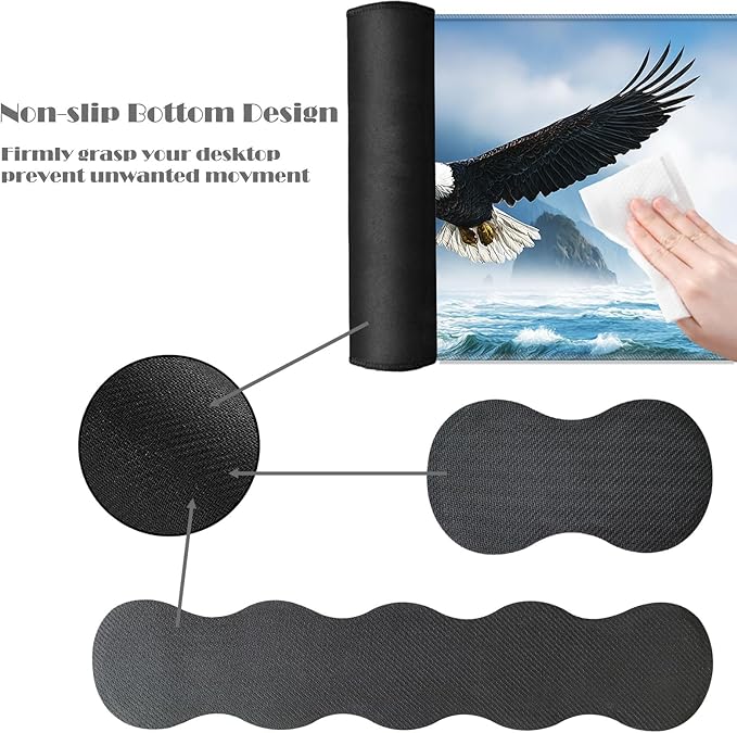 Ergonomic Keyboard Wrist Rest &amp Mouse Pad Wrist Rest SetXL Gaming Desk Mat 31.5x 11.8Non-Slip BaseMemory FoamEasy Typing Pain Relief for Office &amp HomeBald Eagle Flying Over Sea