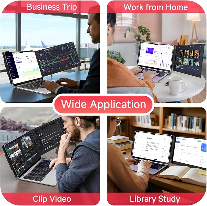 Laptop Screen Extender 14 Lightweight &amp Ultra-Thin 1080P IPS Portable Monitor for Laptop Dual Screen Extender for Remote Work/Business Travel/Home Office Compatible with Windows/Mac/Chrome