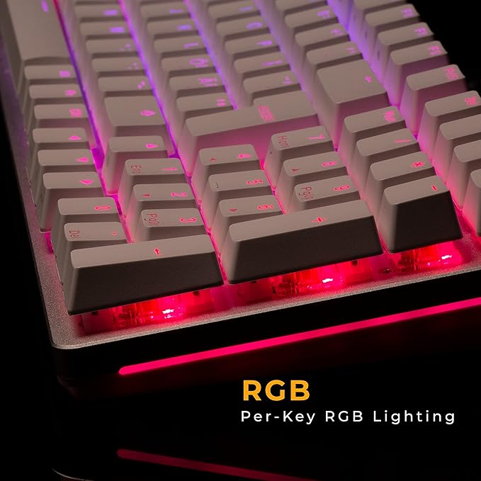 GLORIOUS Gaming - Custom Keyboard - Hot-Swappable Mechanical Switch - Full Size Pink Wired Keyboard - Low Profile - Cherry Mx Style - Double Shot Key Cap &amp Linear Switch