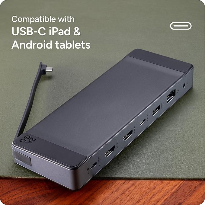 ZAGG 9-Port Hub – 2 USB-C 2 HDMI (4K 60Hz) 1 USB-A (10Gbps) Ethernet Audio Jack SD &amp MicroSD Card Readers - Multi-Device Connectivity for iPadOS ChromeOS Android Windows