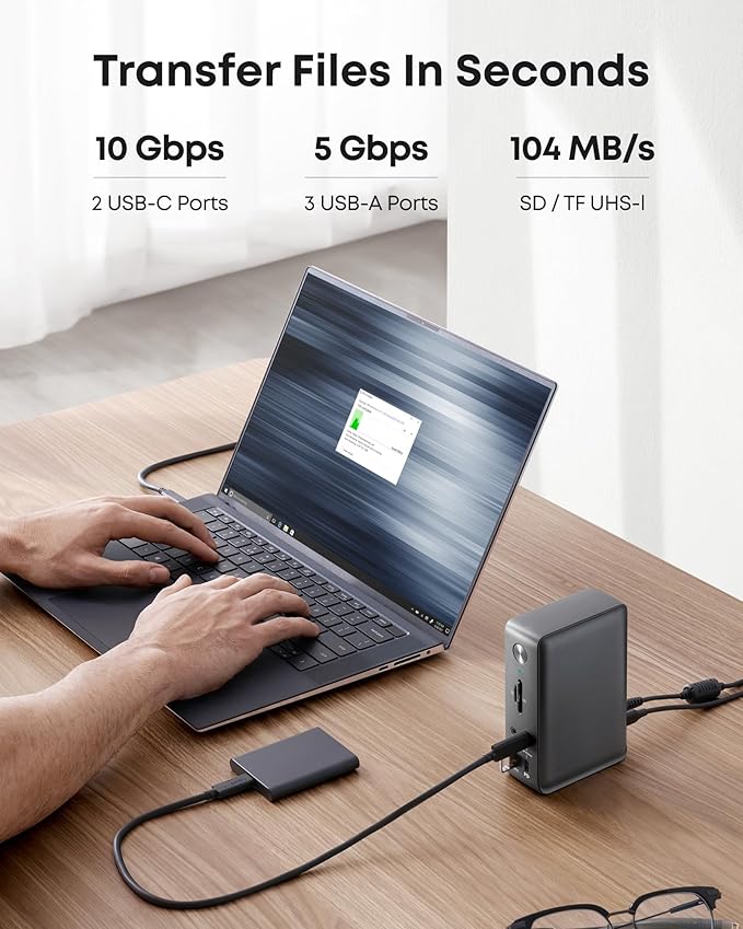 Anker Laptop Docking Station 13-in-1 USB-C Docking Station Triple Display with 2xHDMI and 1xDP 10 Gbps USB-C and 5 Gbps USB-A Data Ethernet Audio SD 85W Charging for Dell HP Lenovo and More
