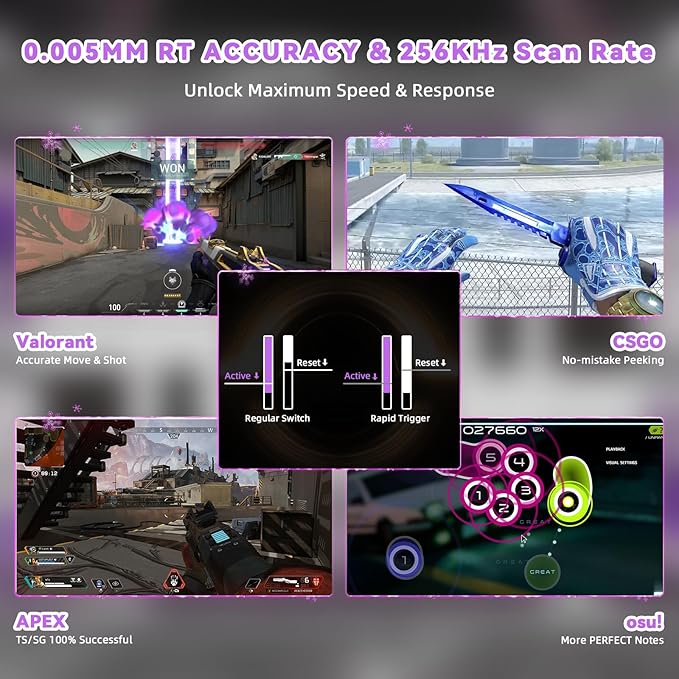 ATTACK SHARK R82HE Rapid Trigger Wired Mechanical Gaming Keyboard TKL NKRO RGB with 8K Polling0.005mm Accuracy256K Scan Rate5 Layer Sound DampedHall Effect Magnetic Switch for PC Mac(Moonlight)