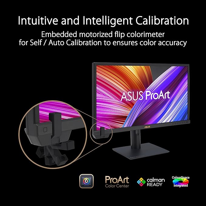 ASUS ProArt Display 24” 4K 12G-SDI HLG Professional Monitor (PA24US) - IPS UHD (3840 x 2160) 99% Adobe RGB 95% DCI-P3 ΔE &lt 1 USB-C Built-in Motorized Colorimeter Calman Ready 3 Year Warrant