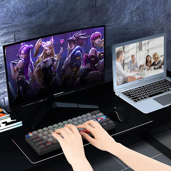 Owpkeenthy 60% Percent Keyboard Mechanical Gaming Blue Switch Ultra Compact RGB Wired 60% Gaming Keyboard N-Key Rollover for PC Gamer(Black/Blue Switch)