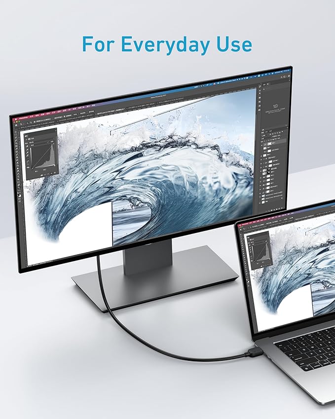 Anker HDMI Cable 8K@60Hz 6FT Ultra HD 4K@120Hz HDMI Cord USB C Hub 5-in-1 USBC to HDMI Splitter with 4K Display