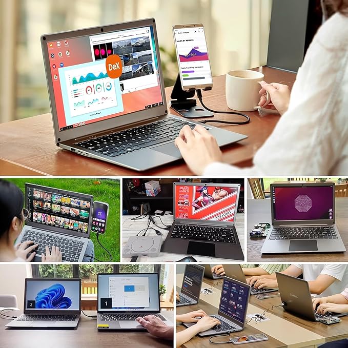 Portable Monitor with Keyboard14inch 1080P FHD Lapdock Compatible with Mini PC/Phone/PC/Game ConsoleCrowView Note with RPi5 &amp Jetson Adapters(Full Feature TypeC &amp HDMI Cable Included)