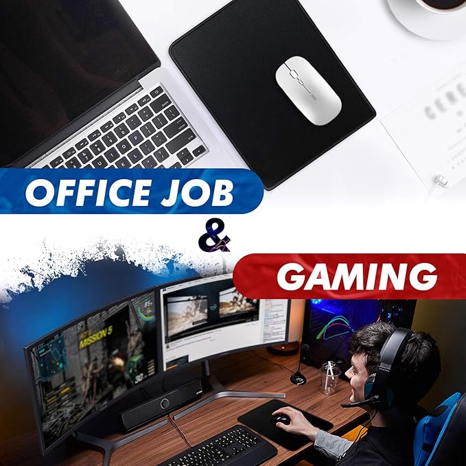 Black Mouse Pad for Desk Basic Mouse Pads Bundle for Compuer and Laptop Big Mouse Mat with Non-Slip Rubber Base &amp Stitched Edges Premium-Textured &amp Waterproof Computer Mousepad (8PC Size L