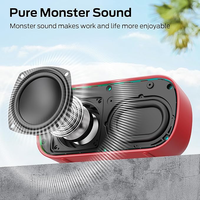 Monster S150 Speaker Strong Bluetooth 5.4 IPX7 Waterproof Wireless Speaker Support Sulti-Channel Connection HD Hands-Free Calling Compact Design Bluetooth Speakers