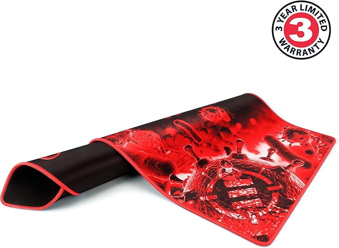 ENHANCE Extended Large Gaming Mouse Pad - XL Mouse Mat (31.5 x 13.75) Anti-Fray Stitching for Professional eSports with Low-Friction Tracking Surface and Non-Slip Backing - Red