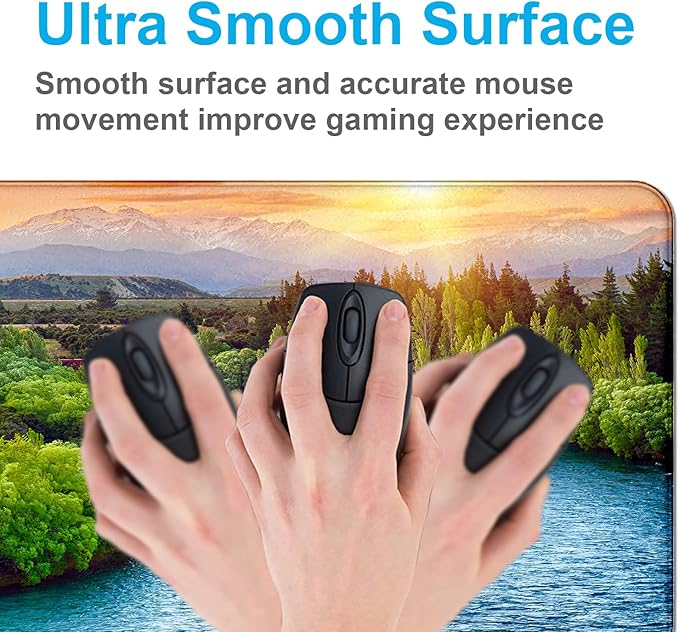 Large Extended Gaming Mouse Pad with Stitched Edges Non-Slip Waterproof Rubber Base Mouse Pad for Office Computer Keyboard Laptop and Home Desk Pad 35.4 x 15.7 x 0.12 Inch (Sunset Forest)