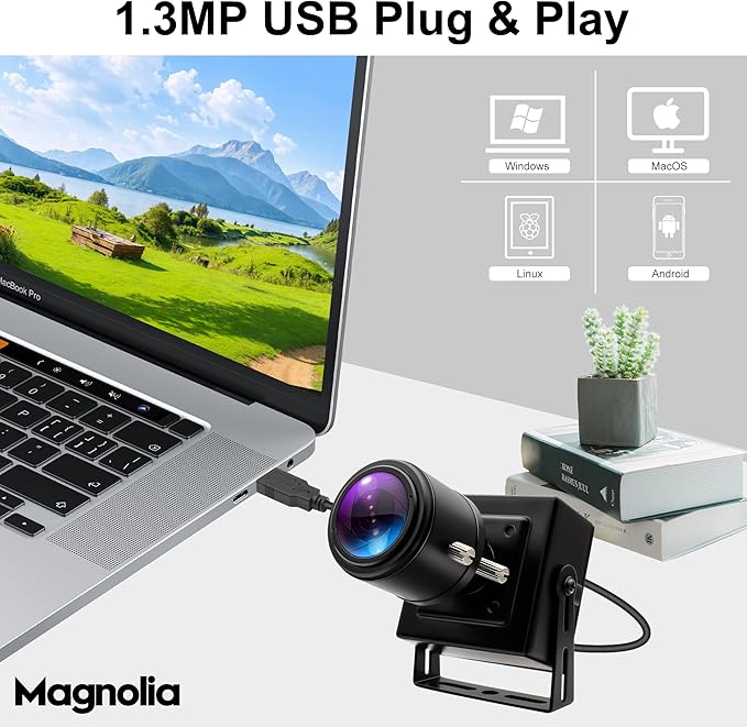 1.3MP Low Light USB Camera with CS Manual Zoom 2.8-12mm 4X Lens AR0130 0.01Lux Night Vision Camera 960p Industrial Camera with UVC Plug-and-Play for Windows Linux Android and Mac OS