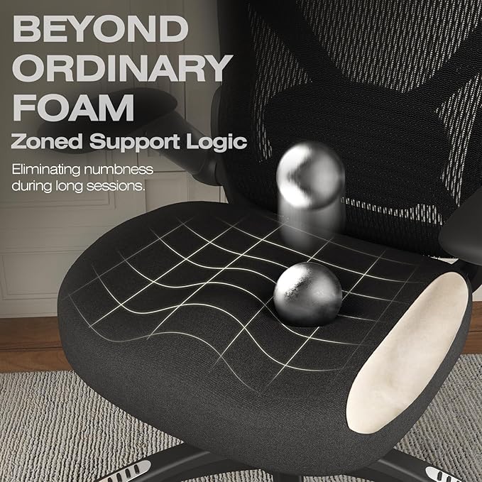 ELABEST X100 Ergonomic Mesh Office Chair Big and Tall Hone Desk Chair with 5D Flip-Up Arms Adjustable 3D Lumbar SupportGaming &amp Executive Computer Chairs for Long Hours Padded Seat