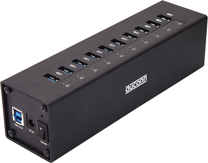 PowerHub SuperSpeed 12 Port (10 Data/Charging + 2 Charging Only Ports) Industrial Grade USB 3.0 Hub with Mounting Brackets (HUBC10B)