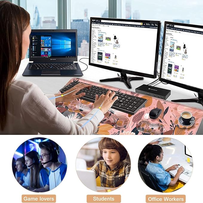 Keyboard Wrist Rest and Mouse Pad with Wrist Support Set Ergonomic CoasterMemory FoamEasy Typing Pain ReliefLarge XL Desk Mat 31.5x 11.8Pink Floral