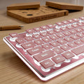 EWEADN GX710S Backlit Computer Keyboards Wired USB Keyboard with White Backlit Metal Panel Plug and Play Pudding Keycaps Full Size Quite Computer Keyboard for Win/PC/Laptop-Pink