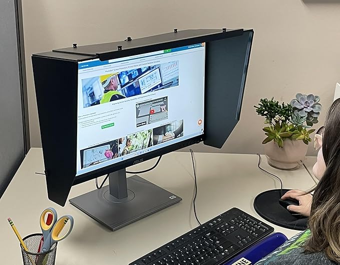 34-38.9 Wide Adjustable Monitor Hood - Enhances Privacy &amp Reduces Glare (Measured by Width Not Diagonal)