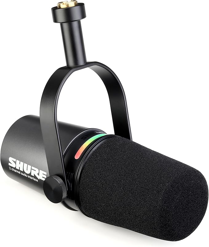 Shure MV7i Smart Microphone with Built-in Audio Interface and Deluxe Articulating Desktop Mic Boom Stand - Podcast Mic with 2 Channels XLR and 1/4 USB-C for Mac/PC/Phone and Advanced DSP Features