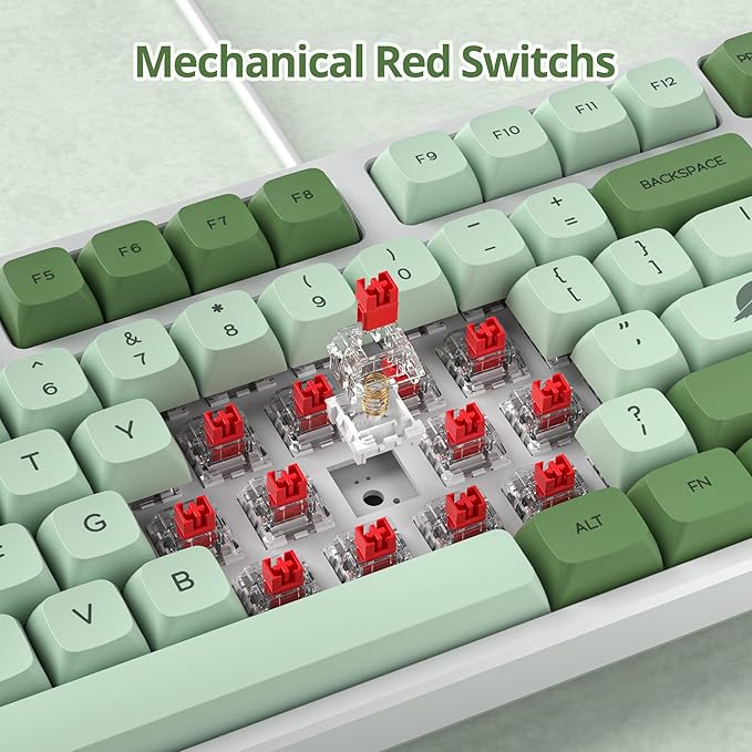 75 Percent Mechanical Gaming Keyboard 87 Keys Matcha Keyboard 75% Wired Keyboard Compact TKL Layout with RGB Backlit Red Switch for PC Laptop(87 Matcha)