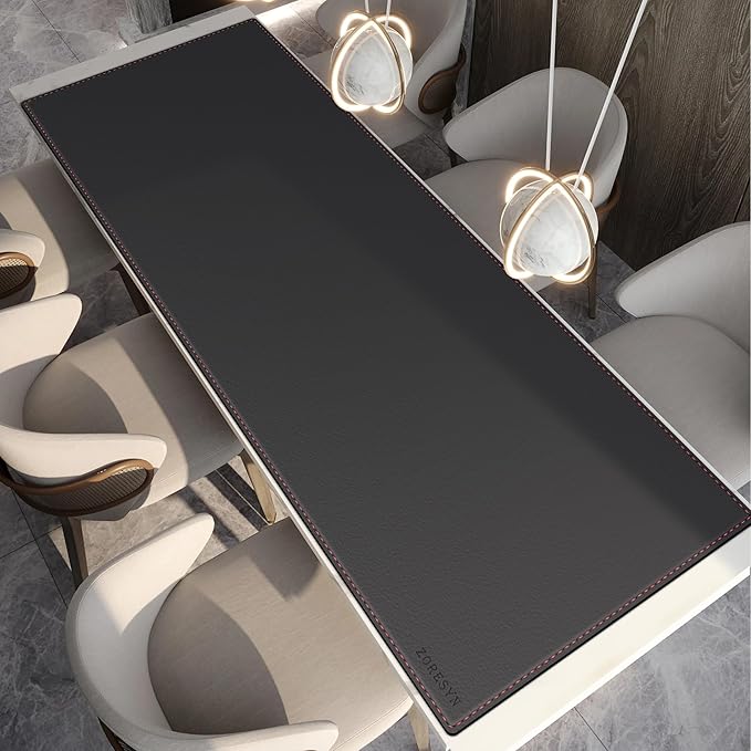 ZORESYN Extra Wide Office Desk Pad 74.8x27.6 Waterproof PU Leather Desk Mat with Non-Slip Base Large Writing Surface &amp Mouse Pad for Home Office Black
