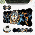 Desk Mat Mouse Pad with Wrist Rest 4-in-1 Large Mouse Pads for Desk Ergonomic Mouse Pad and Keyboard Wrist Rest Gaming Keyboard Mat for OfficeDreamcatcher Wolf