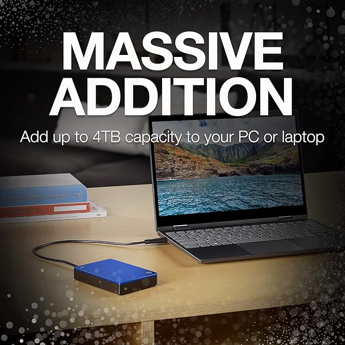 Seagate Backup Plus Portable 5TB External Hard Drive HDD – Blue USB 3.0 for PC Laptop and Mac 2 Months Adobe CC Photography (STDR5000102)