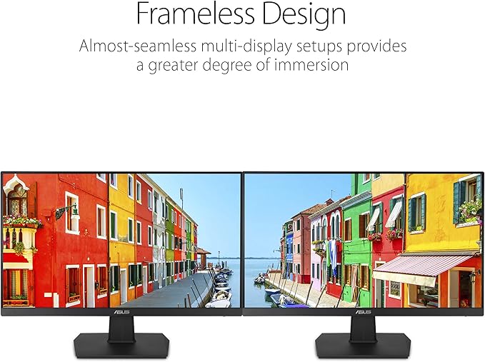 ASUS 24 Inch Desktop Monitor - 75Hz Full HD (1920x1080) IPS Frameless Adaptive-Sync Eye Care HDMI D-Sub DVI-D - VA24EHE