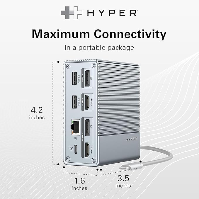 Hyperdrive USB-C &amp Thunderbolt 4 GEN 2 12-in-1 Docking Station 85W PD Dock for MacBook Pro/Air iPad PC 4k USB C Triple Display Hub 10Gbps Gigabit Ethernet