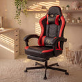 Office Chair Breathable Leather with Pocket Spring Cushion Wide and High Ergonomic Computer Gaming Chair with Headrest and Footrest for Adult and Teen Black and Red