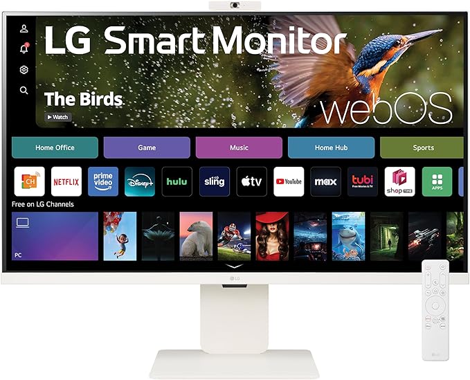LG 32SR85U-W Smart Monitor 32-inch 4K UHD (3840x2160) IPS Display webOS 23 USB Type-C 90W PD Built-in FHD Webcam &amp Speaker HDR 10 AirPlay 2 Screen Share Bluetooth White