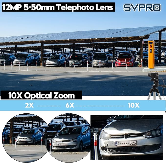 SVPRO 12MP USB Camera with 5-50mm Telephoto Lens 10X Optical Zoom Manual Webcam 1080P 120fps High Speed UVC Macro Camera for PC/Mac/Linux/Android (12MP Industrial-Grade Professional Variable Lens)
