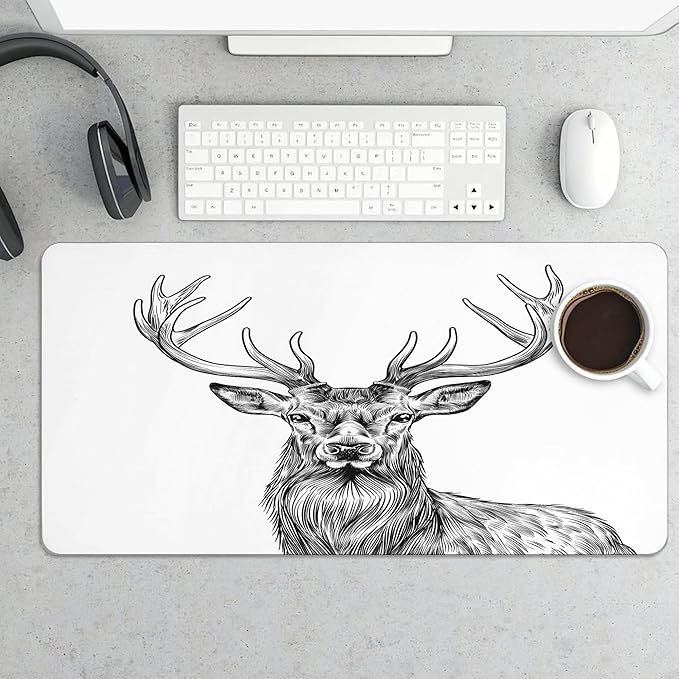 XXL Gaming Mouse Pad Animal Deer XXL Gaming Mouse Pad Large Desk Mat Protector for Desktop Anti-Slip Rubber Extended Computer Keyboard Mat Writing Pad Mousepad for Work Office 15.7 * 35.4 inB-396