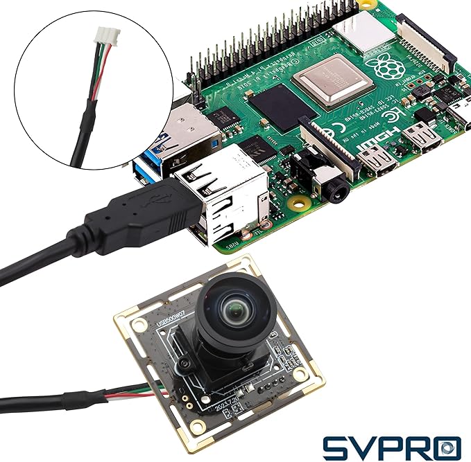 SVPRO 5MP 30FPS USB Camera Module with M12 Lens 120 Degree Wide Angle Webcam Board IMX335 Low Light Computer Vision Industrial Camera for PCRaspberry Pi Jeston Nano