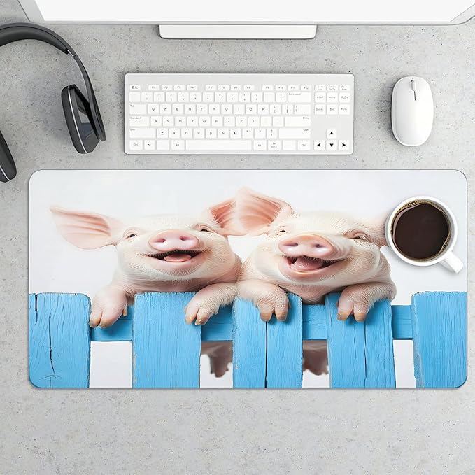 XXL Gaming Mouse Pad Animal Cute Pig XXL Gaming Mouse Pad Large Desk Mat Protector for Desktop Anti-Slip Rubber Extended Computer Keyboard Mat Writing Pad for Work Office 15.7 * 35.4 inB-390