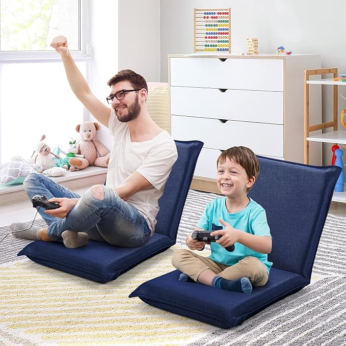 SIMOE Floor Chair 6-Poistion Adjustable Floor Lazy Sofa Chair Video Gaming Chair with Back Support for Meditation Reading Watching TV Folding Padded Sleeper Bed