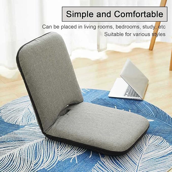 Adjustable Folding Floor ChairPortable Padded Seating with Back SupportFloor Gaming Chair Sofa Chair for MeditationReadingWatching TV or GamingSpace Saving (Blue)