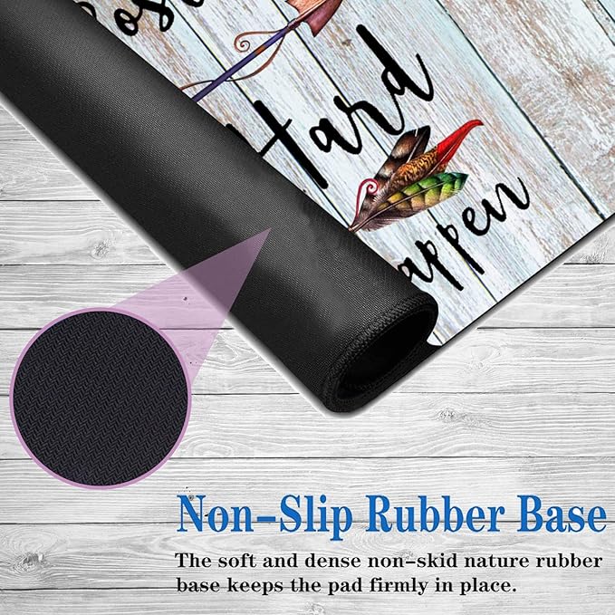 Large Game Mouse Pad + Wrist Support Pad + Coffee Coaster Stay Positive Work Hard and Make It Happen Foldable Table Mat with Stitched Edge Non-Slip Set Pad Suitable for Office Work and Home