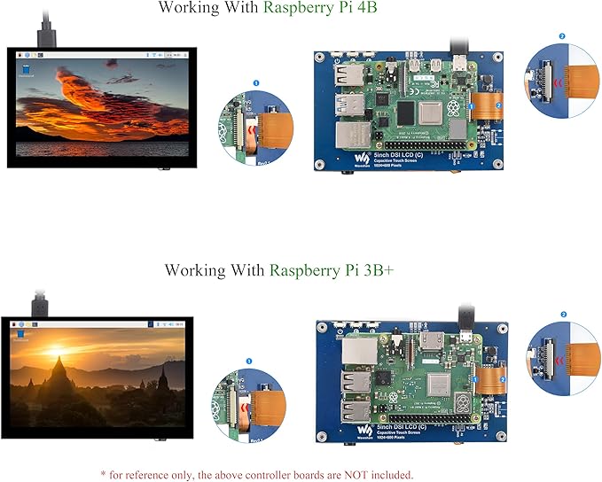 5inch DSI LCD 5-Point Capacitive Touch Screen Monitor for Raspberry Pi Pi5/4B/3B+/3B/3A+/CM4/CM3+/CM3 1024 x 600 Resolution IPS Display Screen DSI Interface 178° Viewing Angle No Driver Required