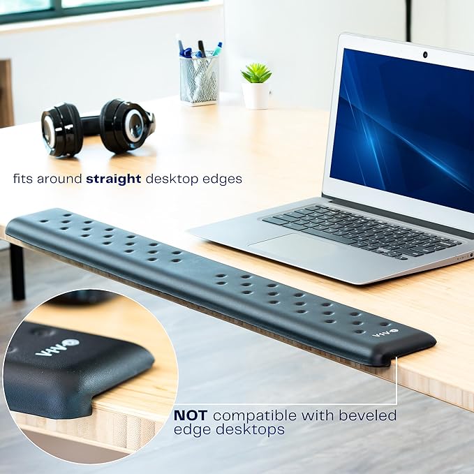 VIVO Ergonomic Long 30” Wrist Pad Non-Slip Memory Foam Arm Rest for Desk Elbow Cushion with L-Shaped Edging Black DESK-WR30