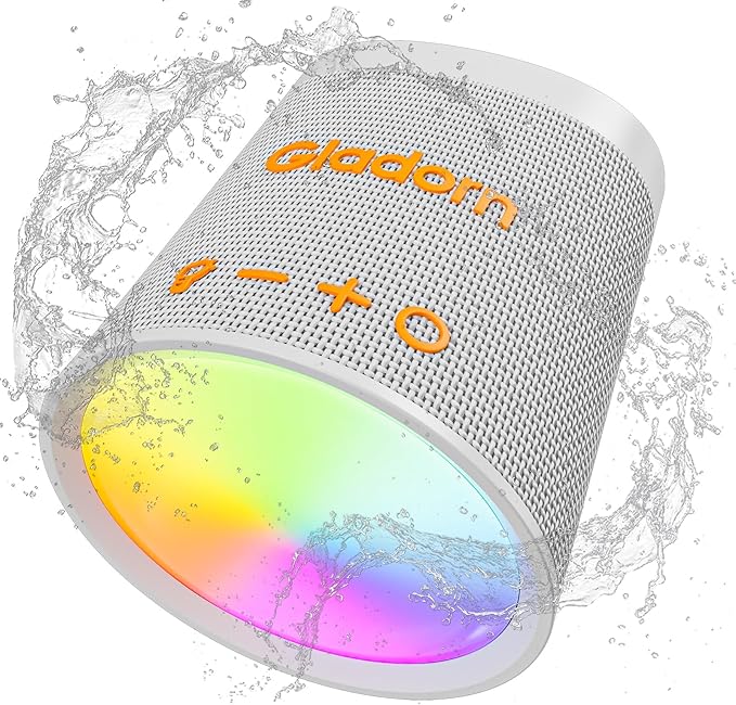 Portable Bluetooth Speaker Wireless with 9 Color Lights 20H Playtime Stereo Pairing Deep Bass IPX6 Waterproof Bluetooth 5.3 Small Speaker for Home Party Outdoor Camping Beach Gift