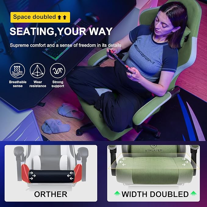 GTPLAYER Gaming Chair Computer Office Chair with Pocket Spring Cushion Linkage Armrests and Footrest High Back Ergonomic Computer Chair with Lumbar Support Task Chair with Footrest