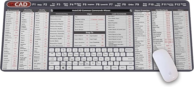 Engineer Architect Gifts Ultimate Auto cad Command Alia SES Shortcuts Mouse Mat Quick Command Reference for Auto cad Users MousepadGift for Architect Desk Mat Gaming Desk Mat KMH