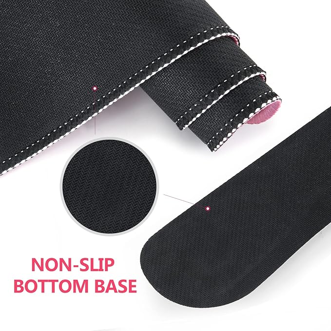 DINKY Keyboard Mouse Pad Set Large Gaming Mousepad + Memory Foam Ergonomic Keyboard Wrist Rest Support Easy Typing Pain Relief 4Pcs (35.4 x 15.7) Extended Desk Mat -Pink Glitter Letters