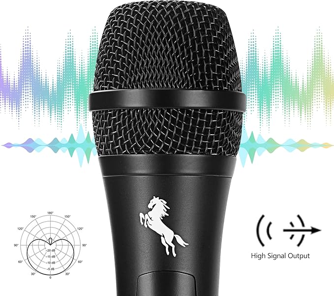 Marengo Dynamic Vocal Microphone for Karaoke SpeakerWired Handheld Mic with On and Off Switch and 13ft Detachable Cable