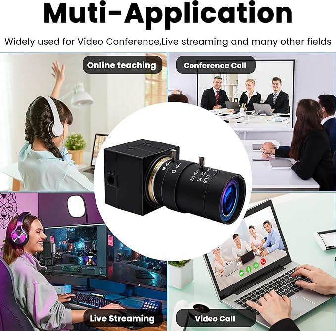 4K USB Camera - 10X Optical Zoom Ultra HD 2160P IMX415 Sensor Plug and Play for Windows Linux Mac Raspberry Pi