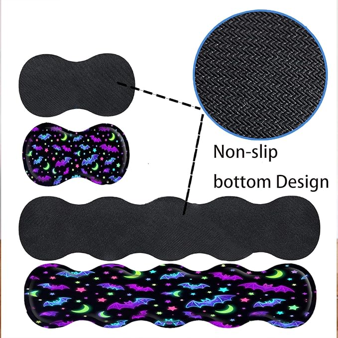 Keyboard Mouse Pad SetLarge Desk Pad+Keyboard Wrist Rest+Mouse Wrist Support+CoasterEasy Typing Pain Relief Non-Slip Wrist Support Mousepad Set Home OfficeGlowing Bats