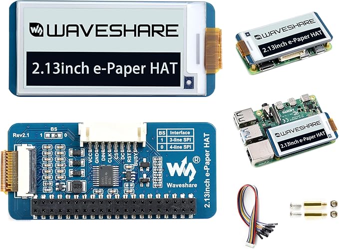 2.13inch E-Ink Display HAT V4 Version Compatible with Raspberry Pi 5/ 4B/3B+/3B/2B/A+/Zero W/Zero 2 W/Pico W/Pico 2WJetson Nano 250x122 Pixel e-Paper HAT SPI Interface Support Partial Refresh