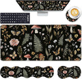 Keyboard Wrist Rest and Mouse Pad with Wrist Support Set Ergonomic CoasterMemory FoamEasy Typing Pain ReliefLarge XL Desk Mat 31.5x 11.8Magic Mushrooms