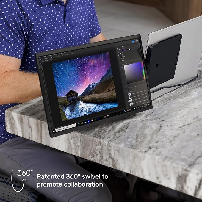 SideTrak Swivel 15.6 Attachable Portable Monitor for Laptop | FDH TFT Laptop Dual Screen | Mac PC &amp Chrome Compatible | Swivel Hinge Laptop Screen Extender | USB-C Port